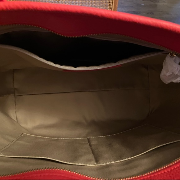 Talbots Large Red Pepper Multi Floral Zip Top Tote Bag in Red Blue Yellow White - Picture 11 of 13